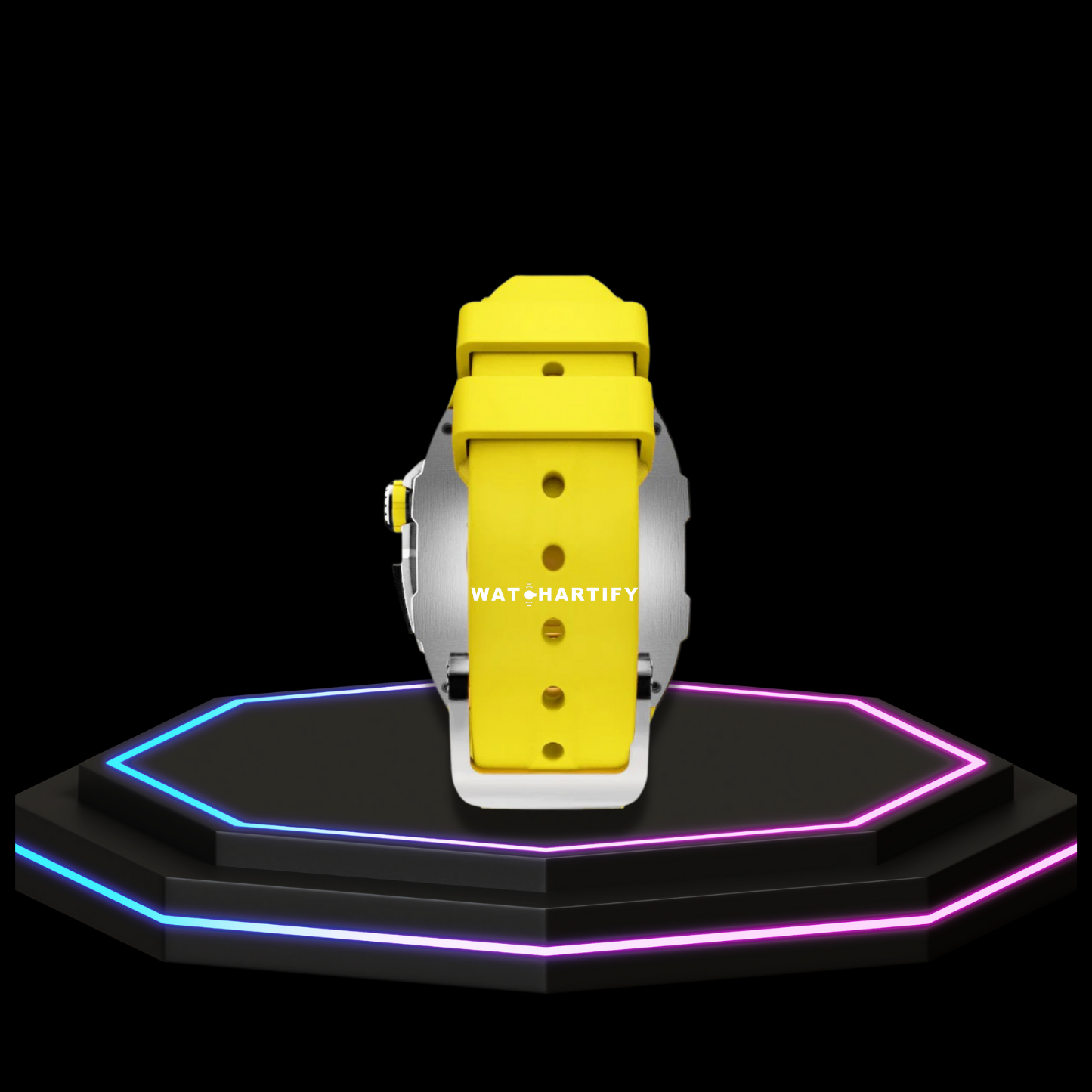 Apple Watch Case 44MM - Crystal TITAN Series Silver | Lemon Yellow Rubber