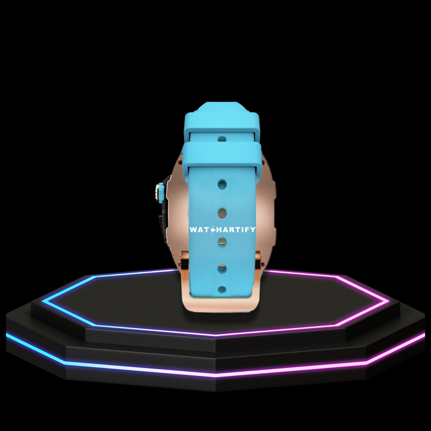 Apple Watch Case 44MM - TITAN Series Rose Gold Dark Titanium | Tiffany Blue Rubber