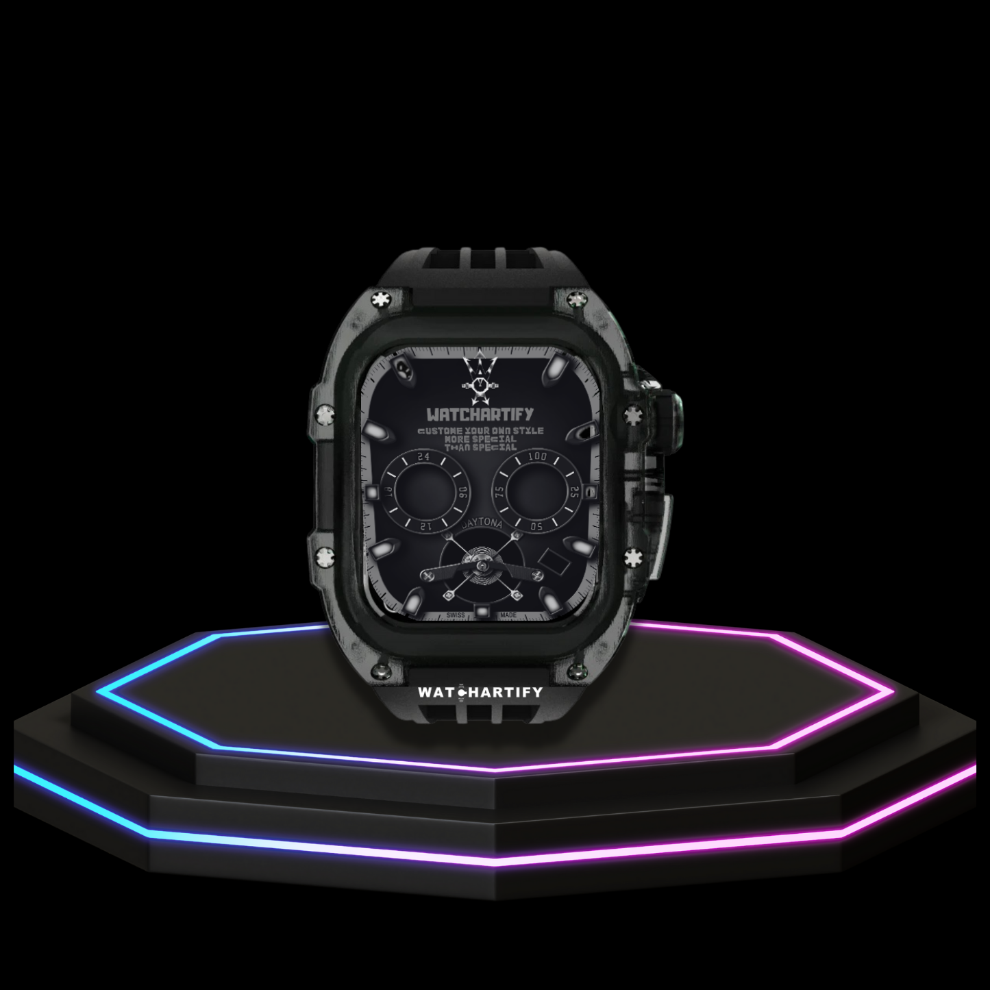 Apple Watch Case 45MM - ICE DIAMOND Series Obsidian | Dark Rubber
