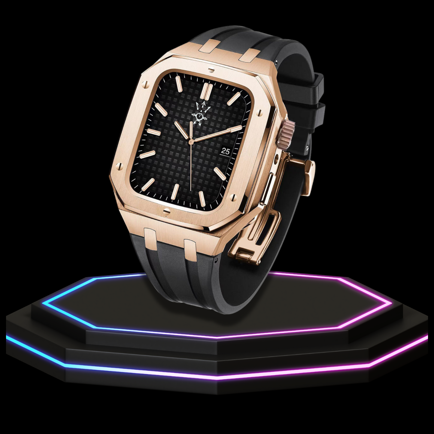 Apple Watch Case 45MM - GONDOLO Series Rose Gold | Midnight Rubber