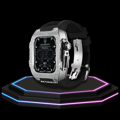 Apple Watch Case 44MM - Crystal TITAN Series Silver | Midnight Rubber