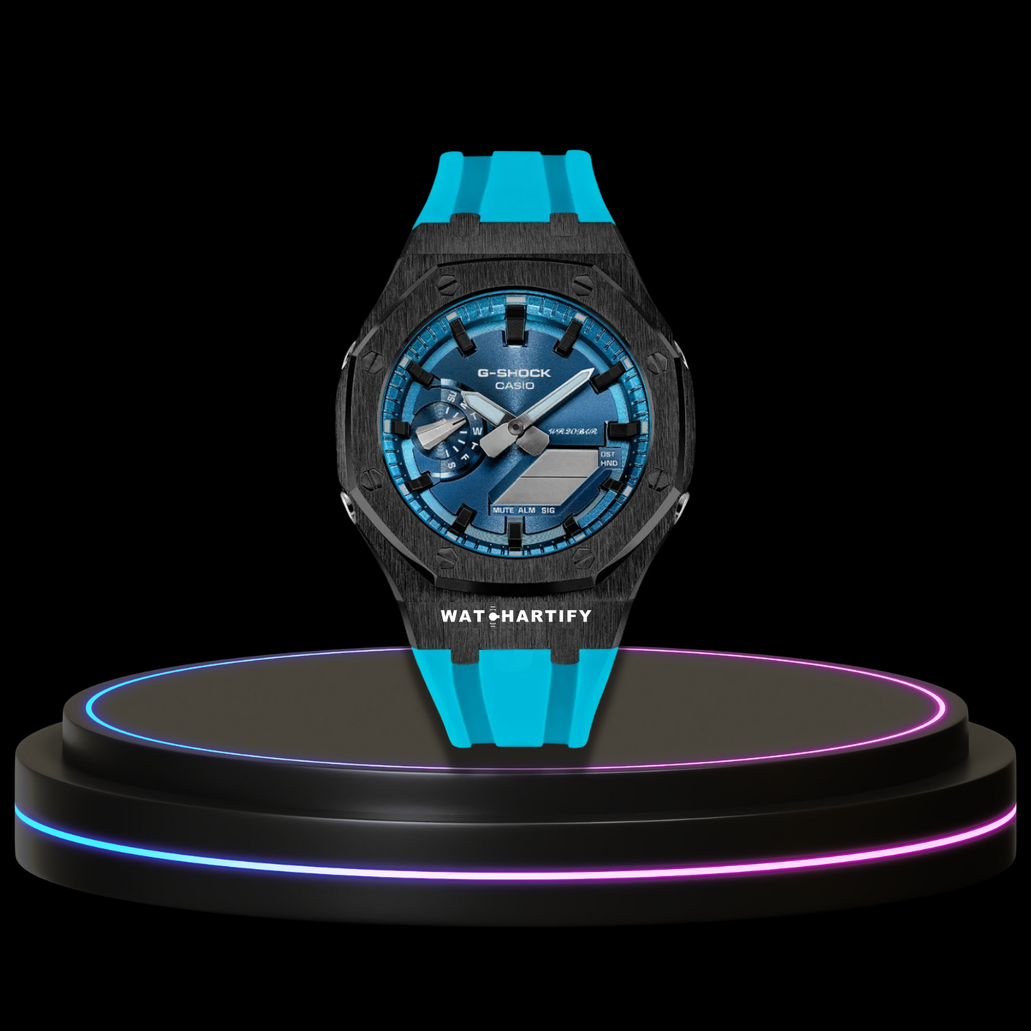 G-SHOCK Casio GA2100 | Black Series Metallic Tiffany Deep Blue Dial Midnight Black Marker | Tiffany Deep Blue Rubber