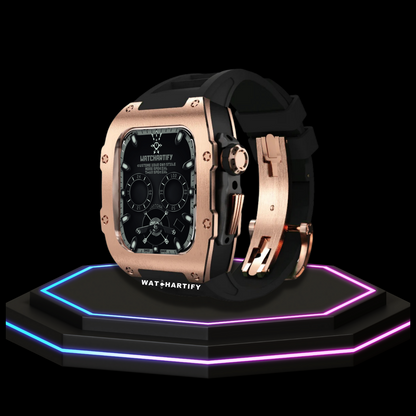 Apple Watch Case 44MM - TITAN Series Rose Gold Dark Titanium | Midnight Black Rubber
