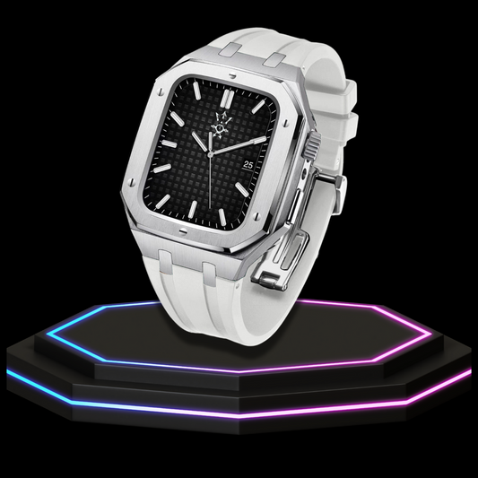 Apple Watch Case 44MM - GONDOLO Series Silver | Snow White Rubber