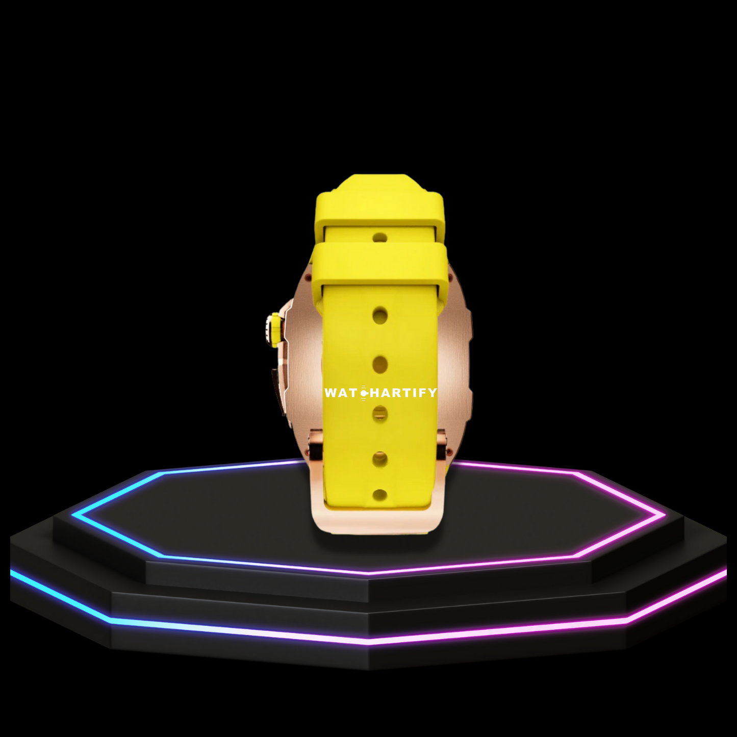 Apple Watch Case 45MM - Crystal TITAN Series Golden | Lemon Yellow Rubber