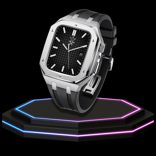 Apple Watch Case 44MM - GONDOLO Series Silver | Midnight Rubber