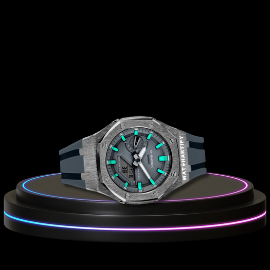 G-SHOCK Casio GA2100 | Titanium Series Grey Dial Titanium Tiffany Blue Marker | Grey Rubber