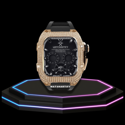 Apple Watch Case 45MM - Crystal TITAN Series Golden | Midnight Rubber