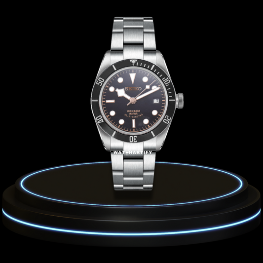 SEIKO Mod Tudor Collection Midnight Black  Dial NH35 Movement Silver Stainless Steel Strap
