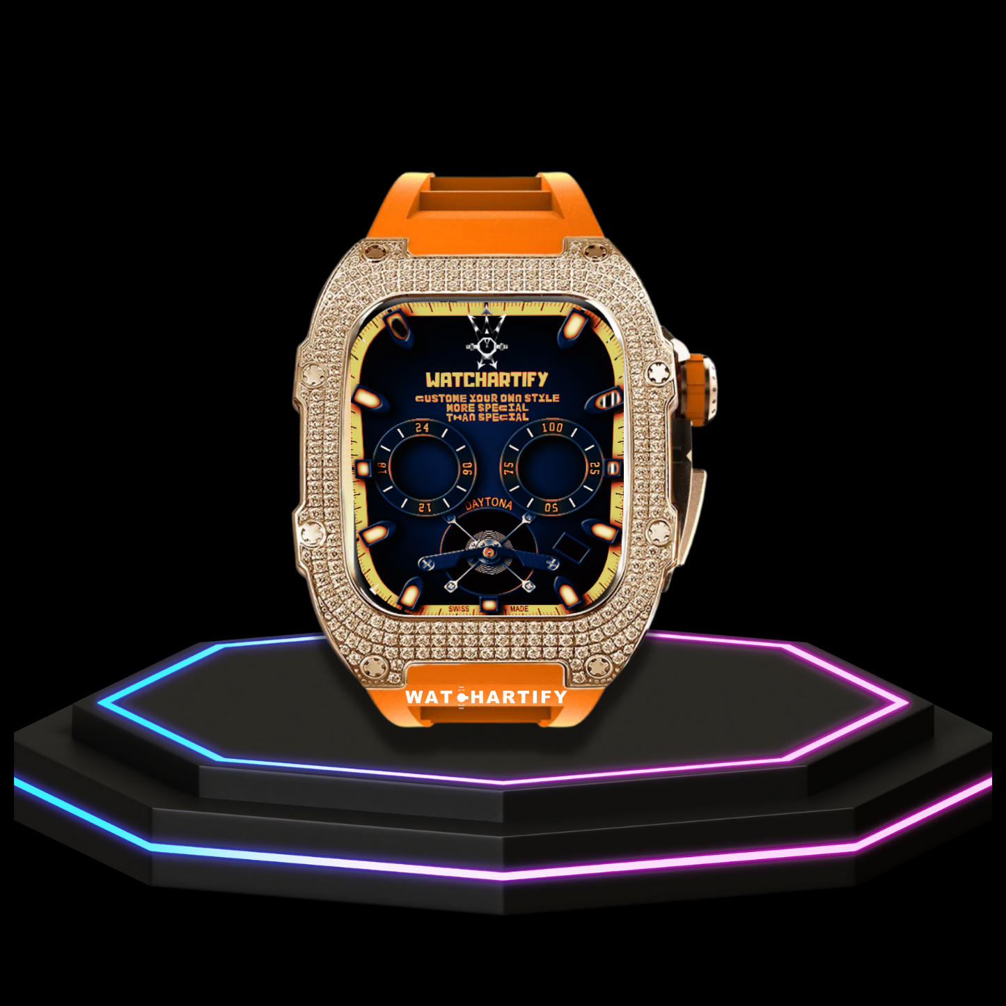 Apple Watch Case 44MM - Crystal TITAN Series Golden | Sunset Rubber