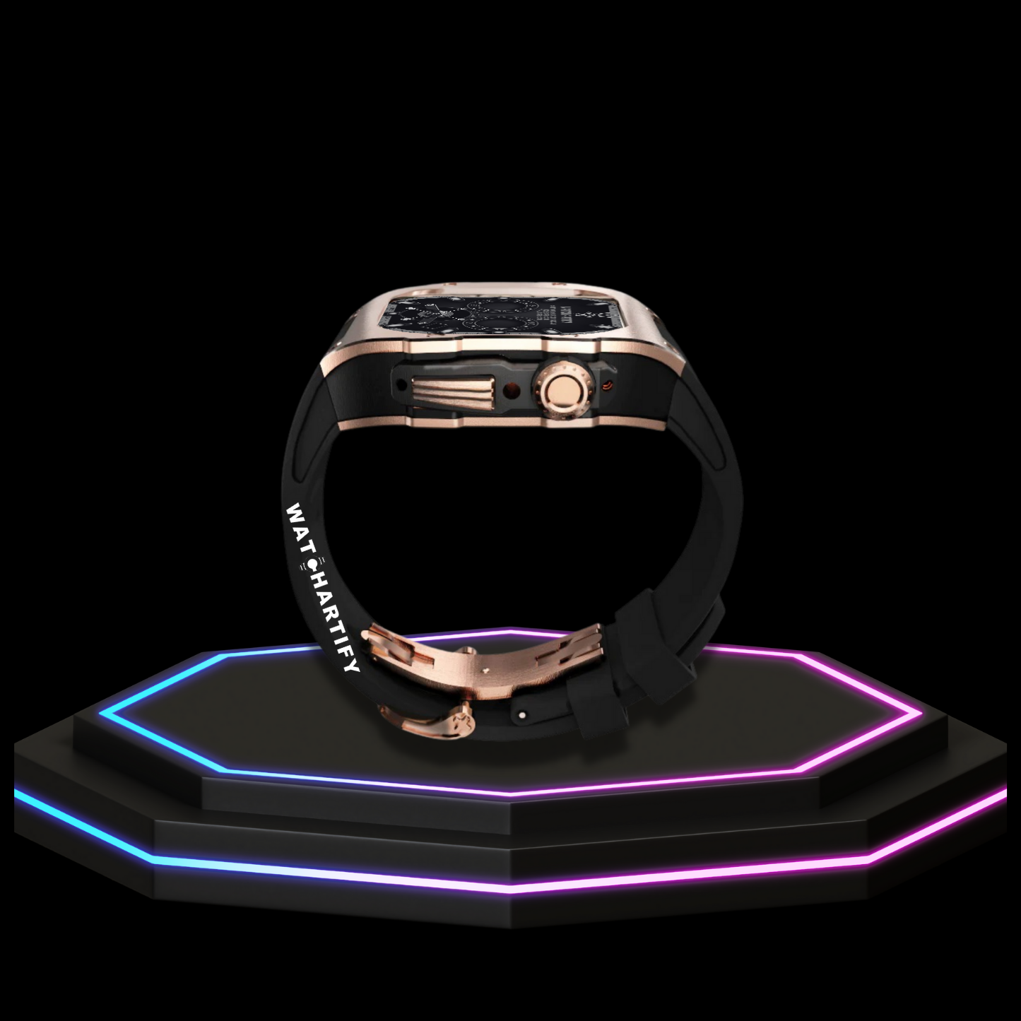 Apple Watch Case 44MM - TITAN Series Rose Gold Dark Titanium | Midnight Black Rubber