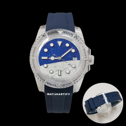 Watchartify Series Space Face 40MM NH35 Automatic Movement Deep Blue Rubber