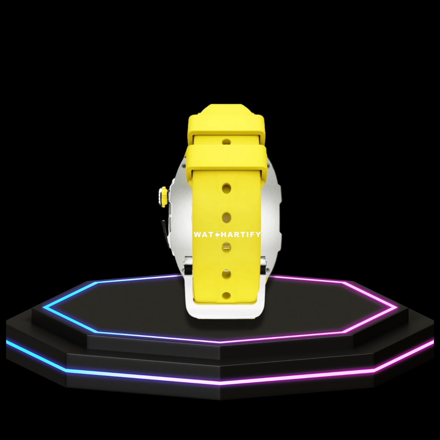 Apple Watch Case 44MM - TITAN Series Silver Titanium | Lemon Yellow Rubber
