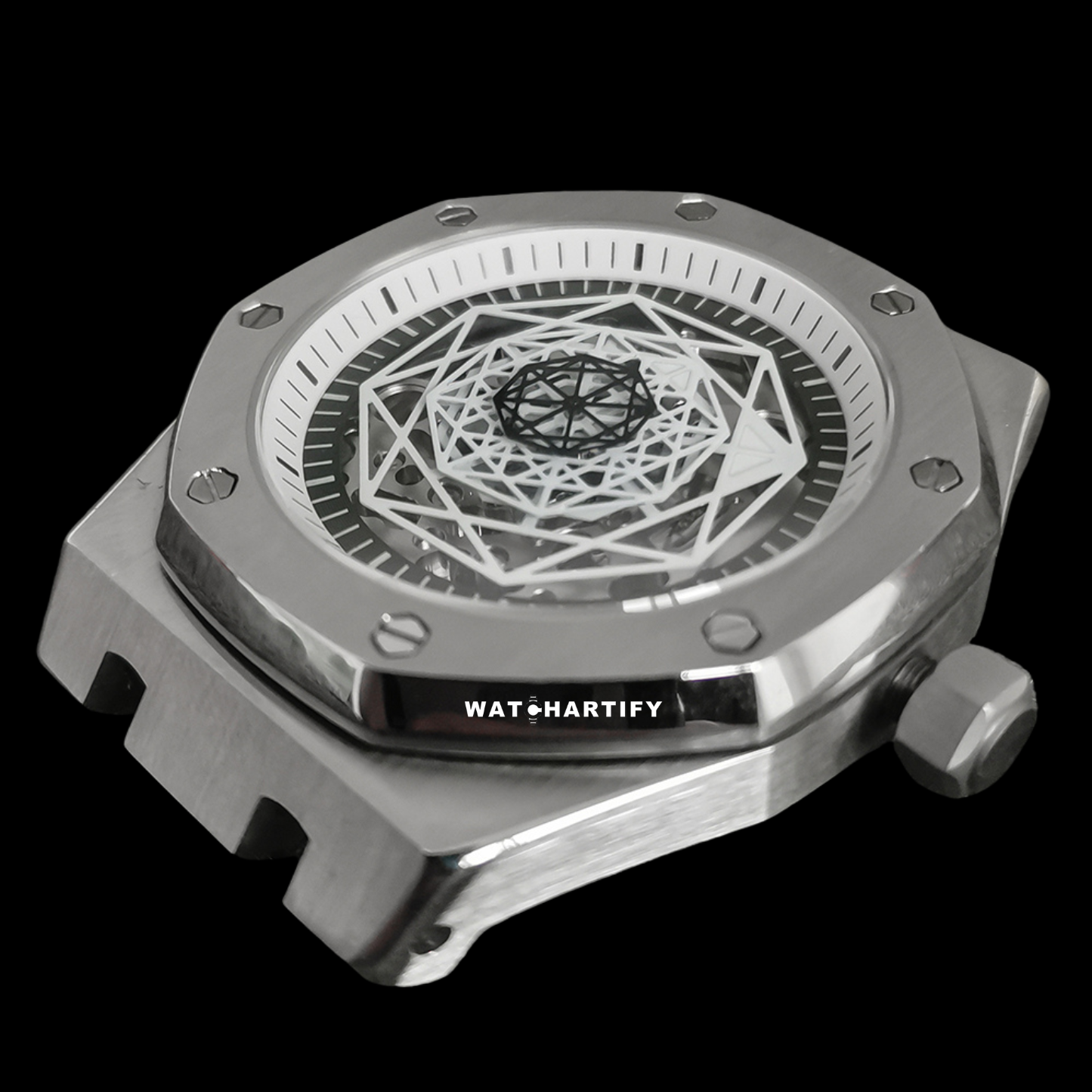 Watchartify Series Royal OAK Solid Skeleton Turntable Face 41MM NH70 Movement Stainless Steel Strap