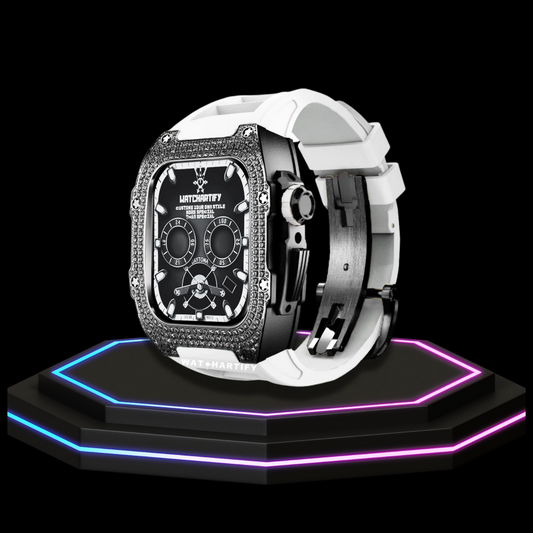 Apple Watch Case 44MM - Crystal TITAN Series Dark | Snow White Rubber