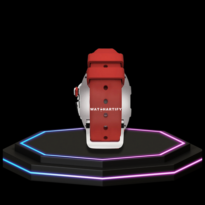 Apple Watch Case 44MM - TITAN Series Silver Titanium | Scarlet Red Rubber