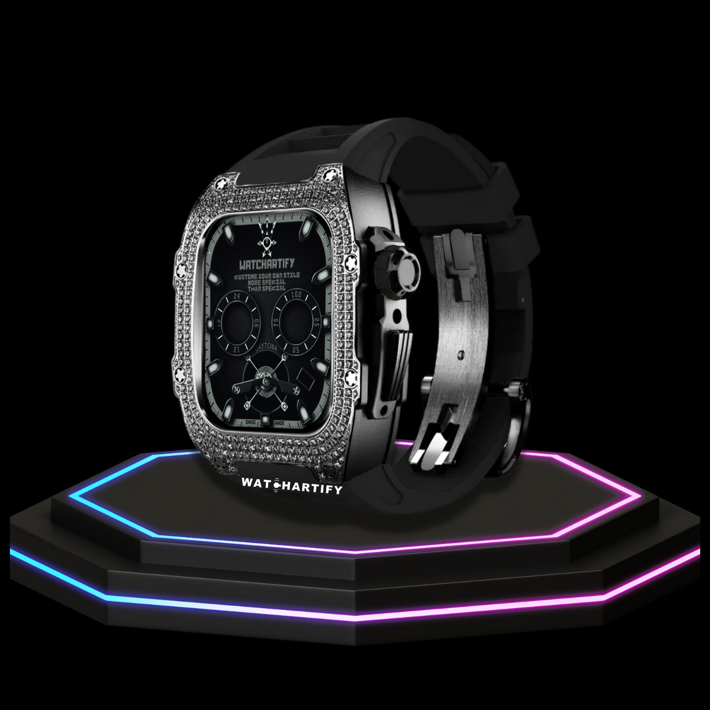 Apple Watch Case 44MM - Crystal TITAN Series Dark | Midnight Rubber