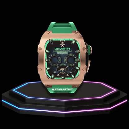 Apple Watch Case 44MM - TITAN Series Rose Gold Dark Titanium | Green Rubber