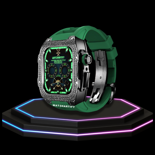 Apple Watch Case 45MM - Crystal TITAN Series Dark | Grass Green Rubber