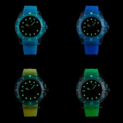 Watchartify Series Cartoon Face 40MM NH35 Automatic Movement Luminous Transparent Light Green Rubber