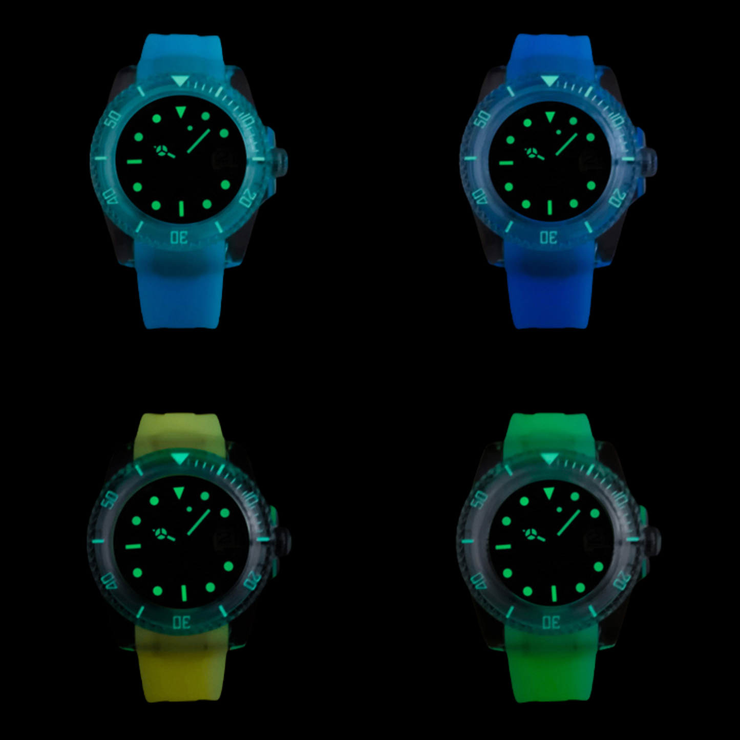 Watchartify Series Cartoon Face 40MM NH35 Automatic Movement Luminous Transparent Light Yellow Rubber