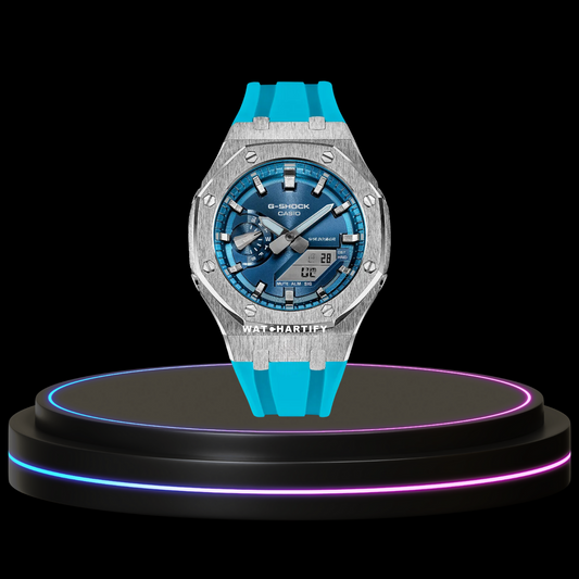 G-SHOCK Casio GA2100 | Titanium Series Metallic Tiffany Light Blue Dial Titanium Blue Marker | Tiffany Blue Rubber