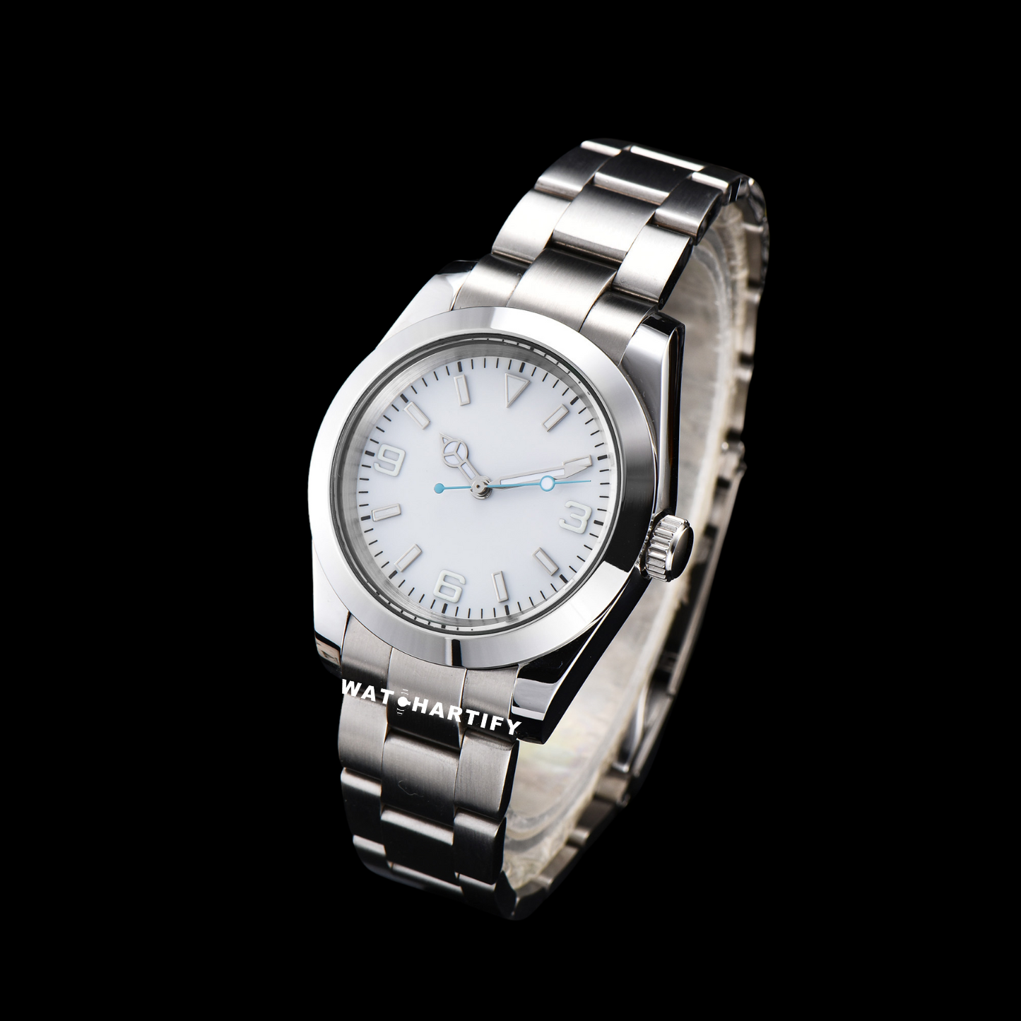 Watchartify Series Datejust 369Number Snow White Face Blue Pointer 40MM Automatic Movement Stainless Steel Strap