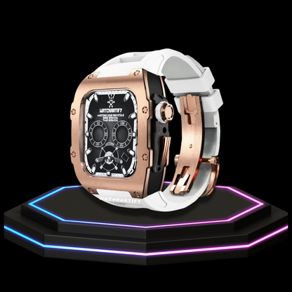 Apple Watch Case 44MM - TITAN Series Rose Gold Dark Titanium | Snow White Rubber