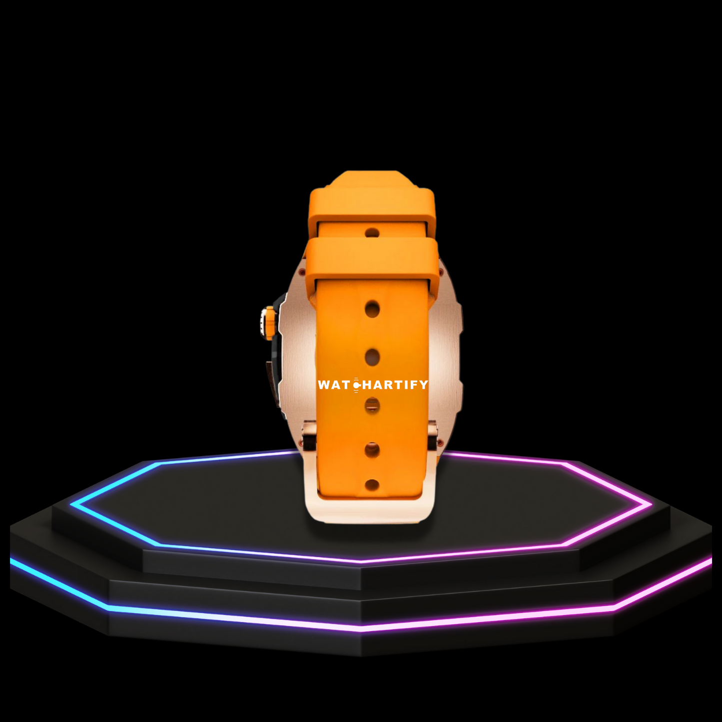 Apple Watch Case 44MM - TITAN Series Rose Gold Dark Titanium | Sunset Orange Rubber