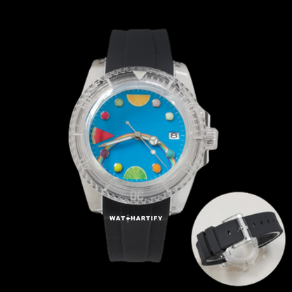 Watchartify Series Fruit Face 40MM NH35 Automatic Movement Midnight Black Rubber
