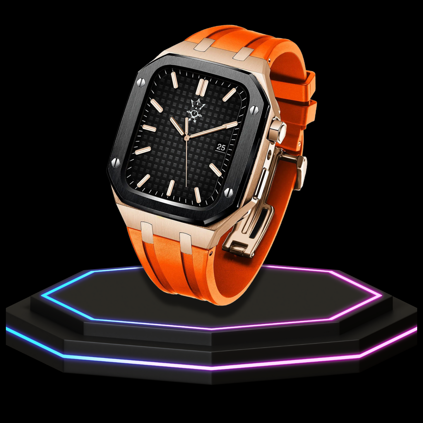 Apple Watch Case 44MM - GONDOLO Series Black Rose Gold | Sunset Rubber