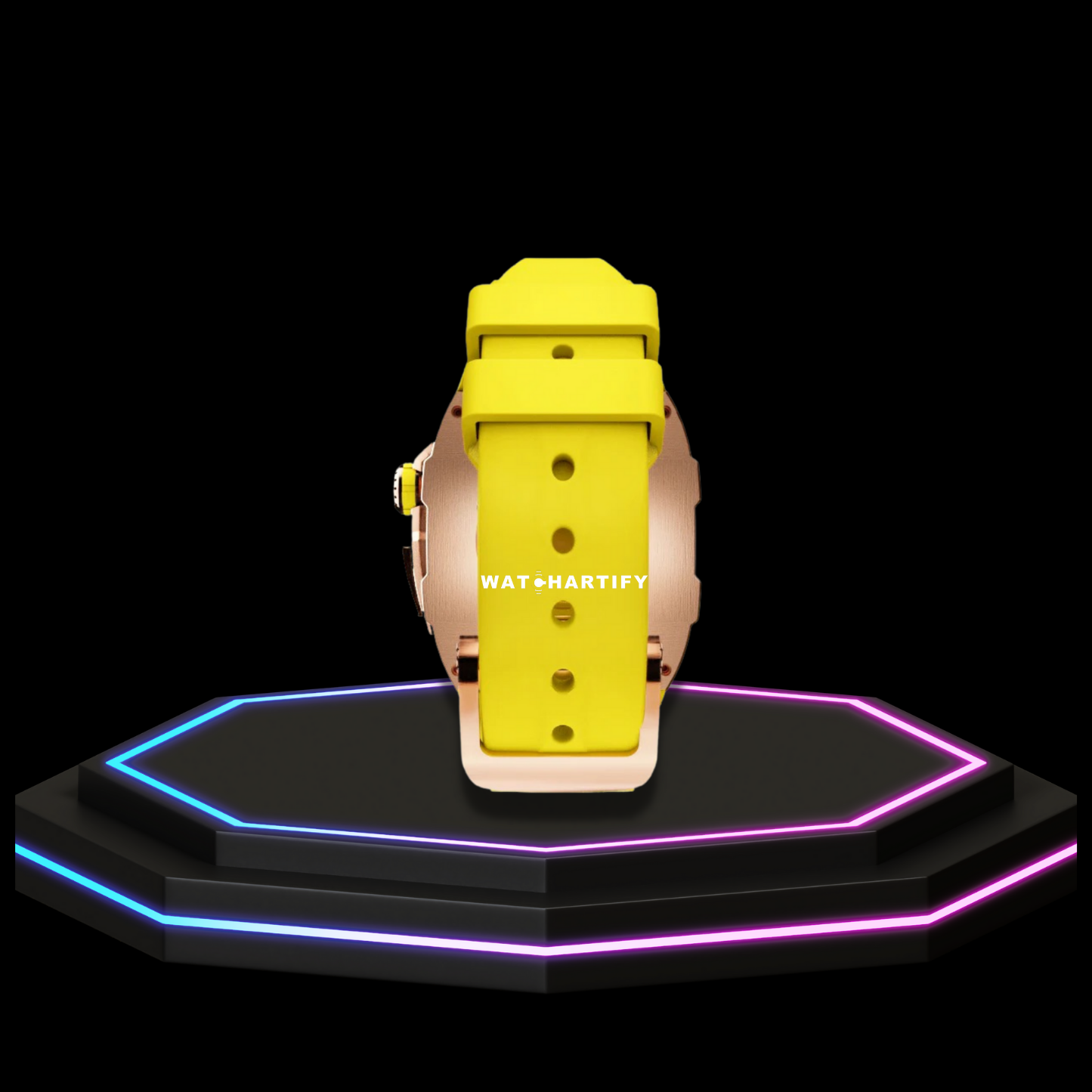 Apple Watch Case 44MM - TITAN Series Rose Gold Titanium | Yellow Rubber