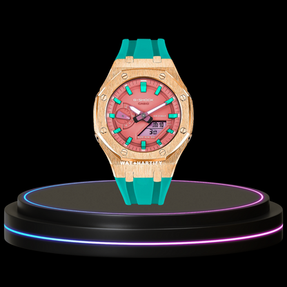 G-SHOCK Casio GA2100 | Rose Gold Series Salmon Dial Tiffany Blue Marker | Tiffany Blue Rubber