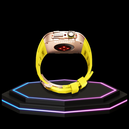 Apple Watch Case 44MM - TITAN Series Rose Gold Titanium | Yellow Rubber