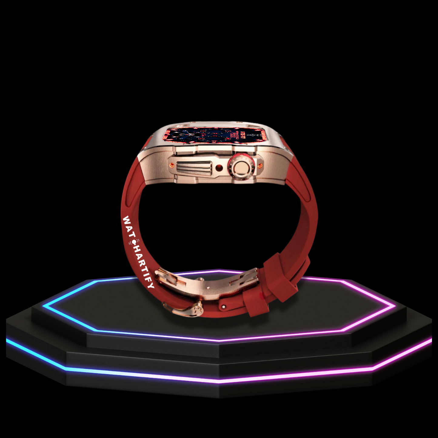 Apple Watch Case 44MM - TITAN Series Rose Gold Titanium | Red Rubber