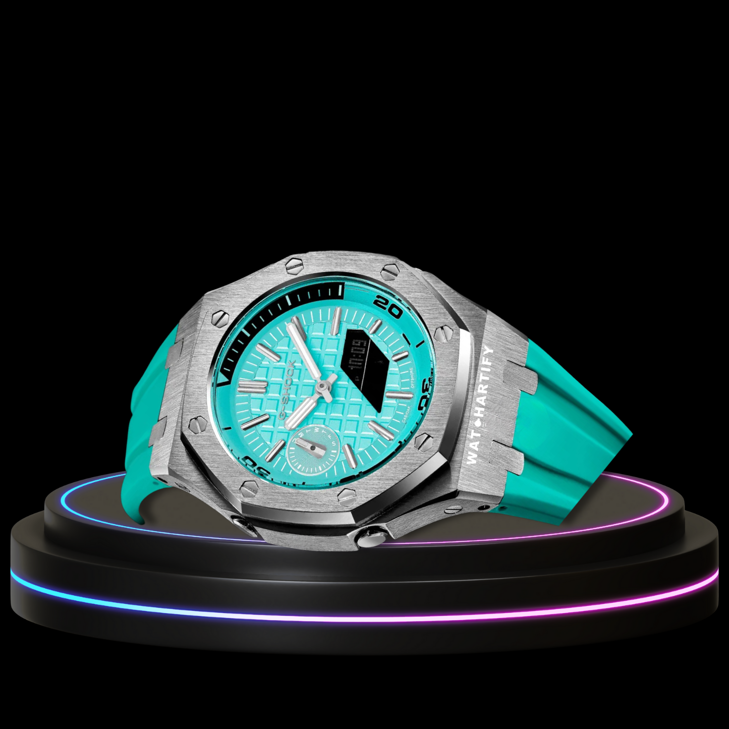 G-SHOCK Casio GA2100 | Offshore Silver Series Tiffany Blue Dial | Tiffany Blue Rubber