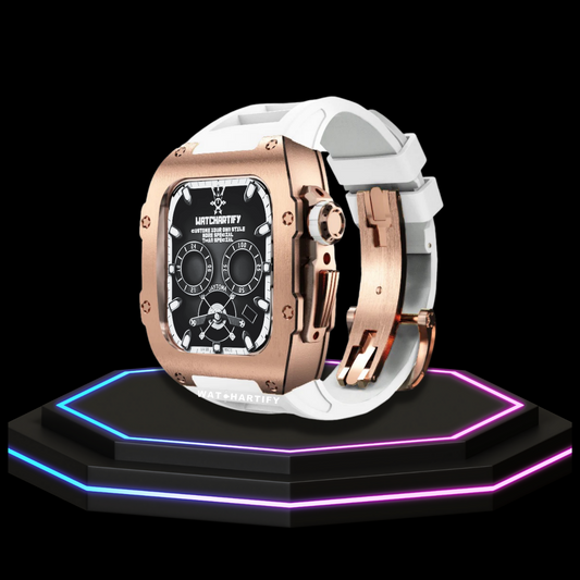 Apple Watch Case 44MM - TITAN Series Rose Gold Titanium | Snow White Rubber