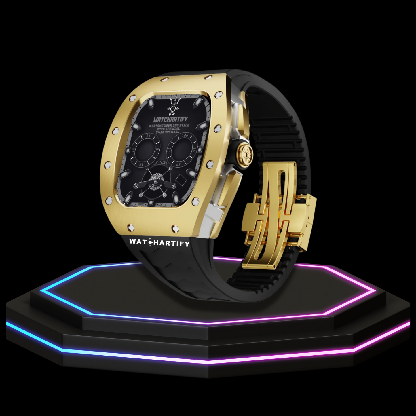 Apple Watch Case 45MM - CONCEPT GOLD Series Champagne | Midnight Rubber
