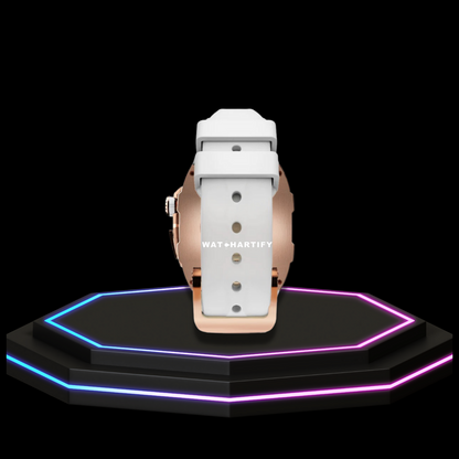 Apple Watch Case 44MM - TITAN Series Rose Gold Titanium | Snow White Rubber