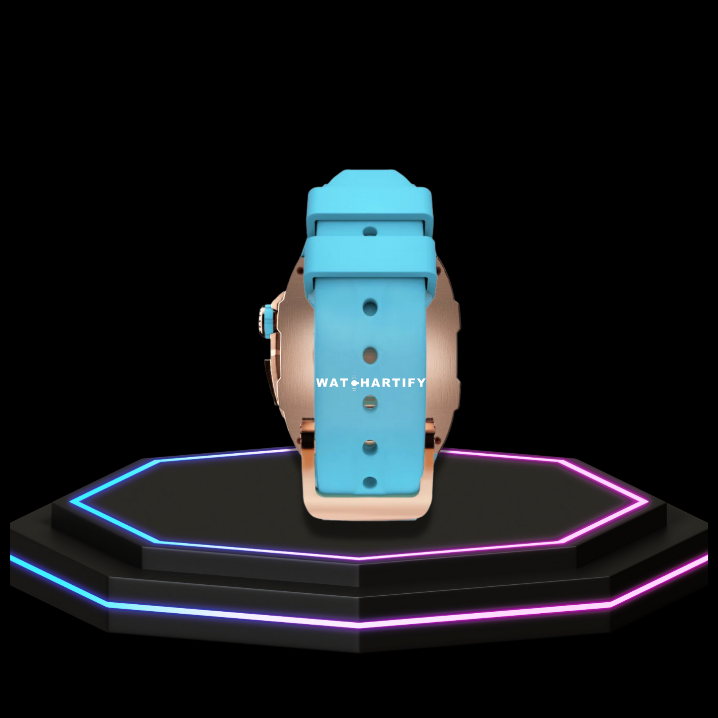 Apple Watch Case 44MM - TITAN Series Rose Gold Titanium | Tiffany Blue Rubber