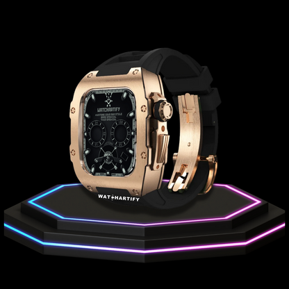 Apple Watch Case 44MM - TITAN Series Rose Gold Titanium | Dark Rubber