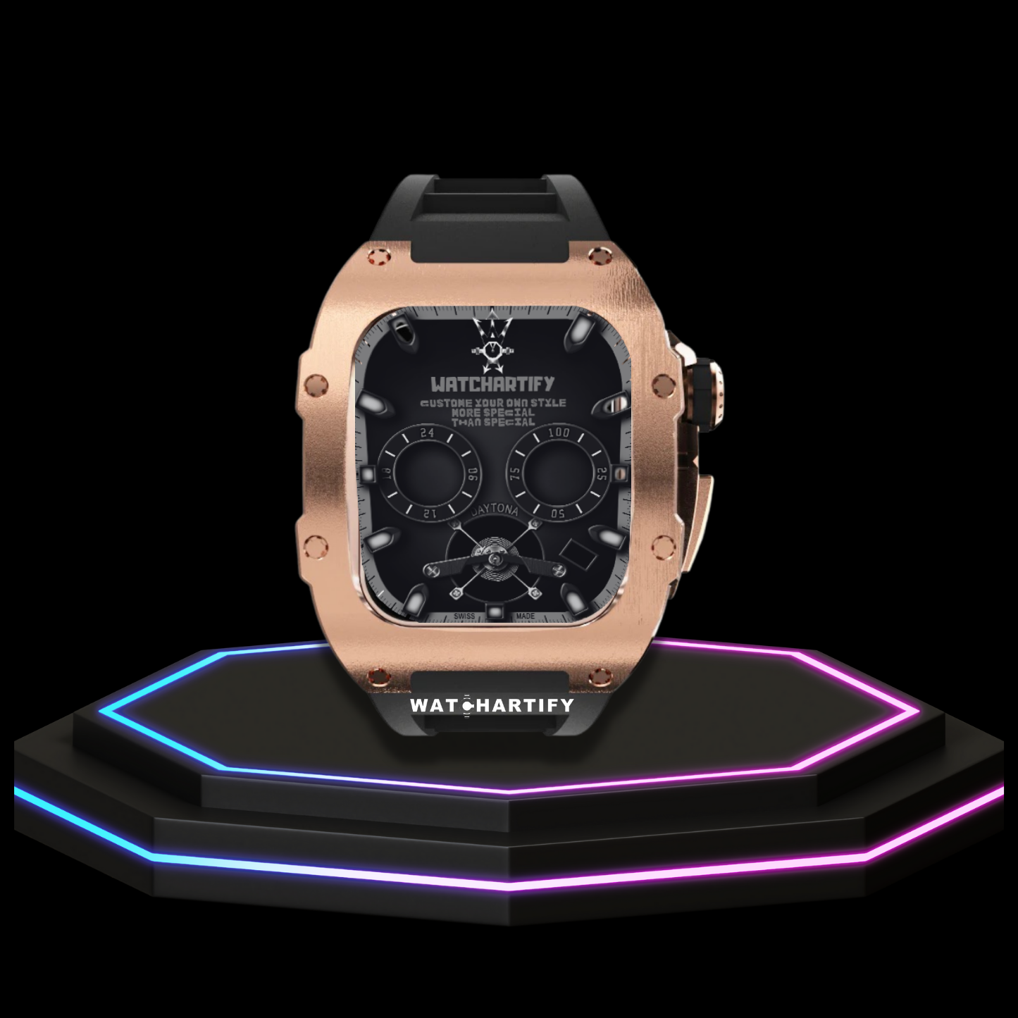 Apple Watch Case 44MM - TITAN Series Rose Gold Titanium | Dark Rubber