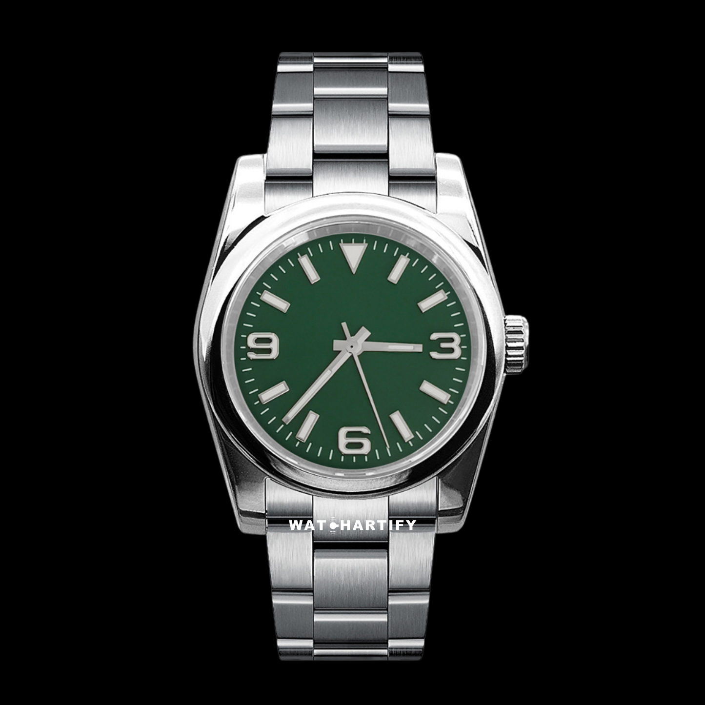 Watchartify Series Datejust 369Number Green Face 36MM NH35 Movement Stainless Steel Strap