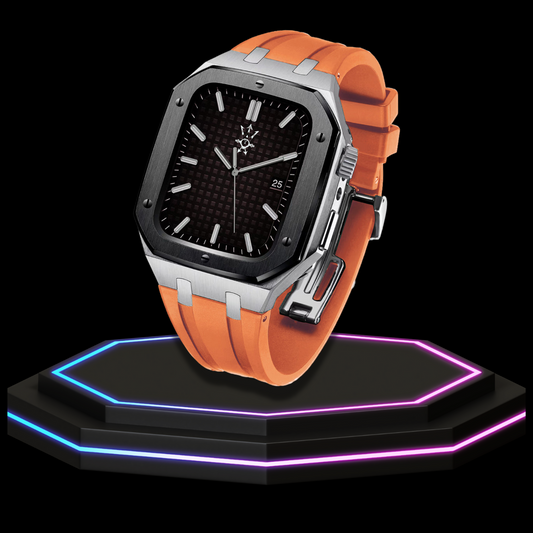 Apple Watch Case 45MM - GONDOLO Series Black Silver | Sunset Rubber