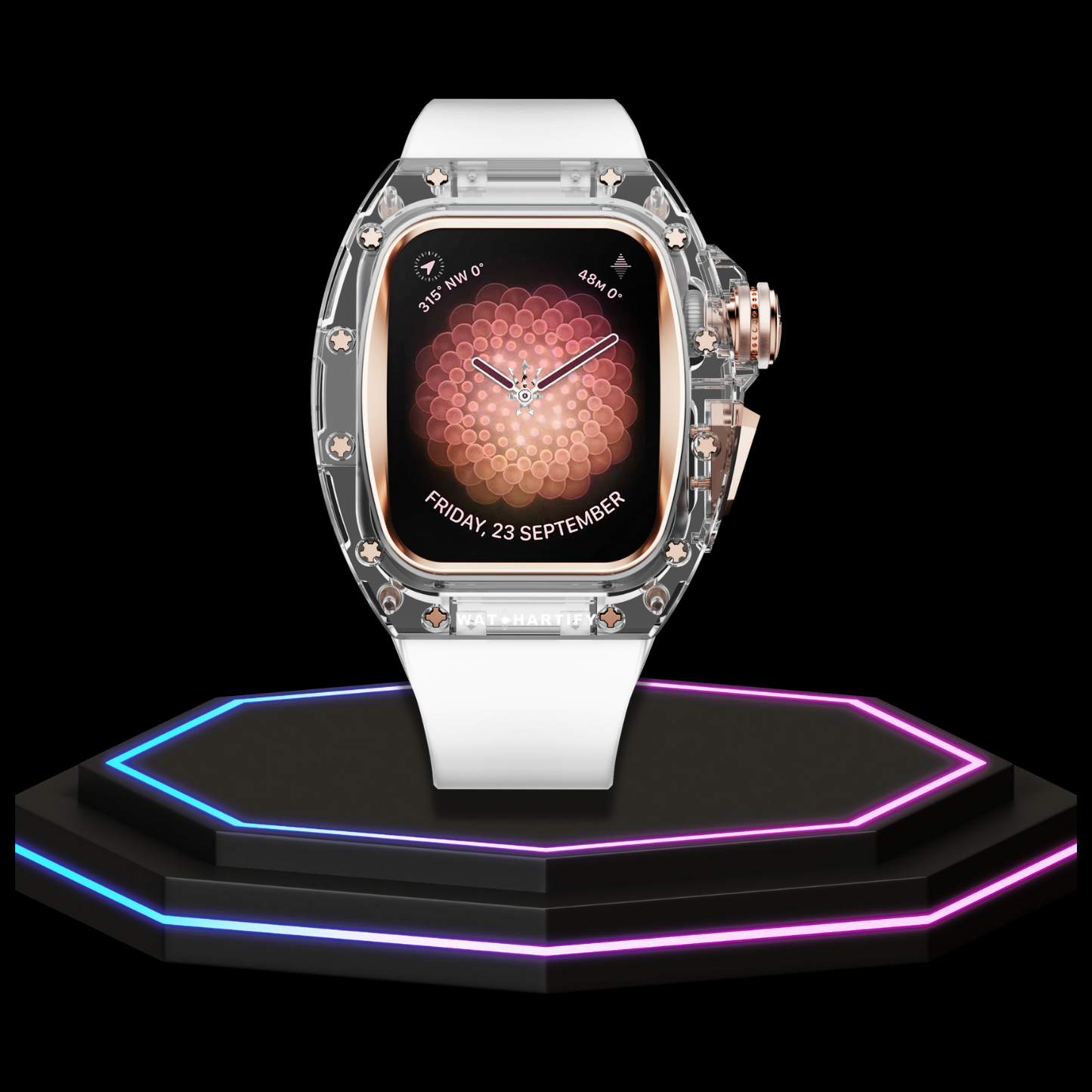 Apple Watch Case 45MM - CRYSTAL ROSE Series Obsidian | Crystal Frost Rubber