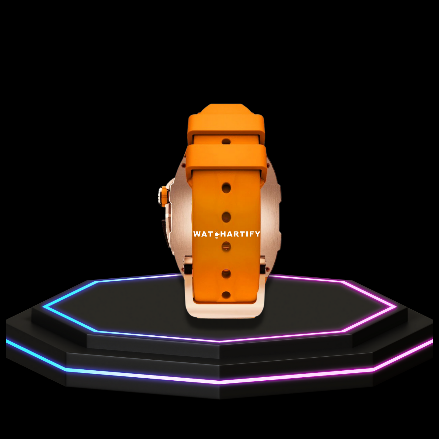Apple Watch Case 44MM - TITAN Series Rose Gold Titanium | Sunset Orange Rubber