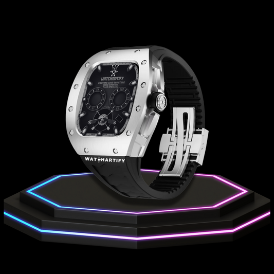 Apple Watch Case 45MM - TITANIUM CARBON Silver Series Titan | Midnight Rubber