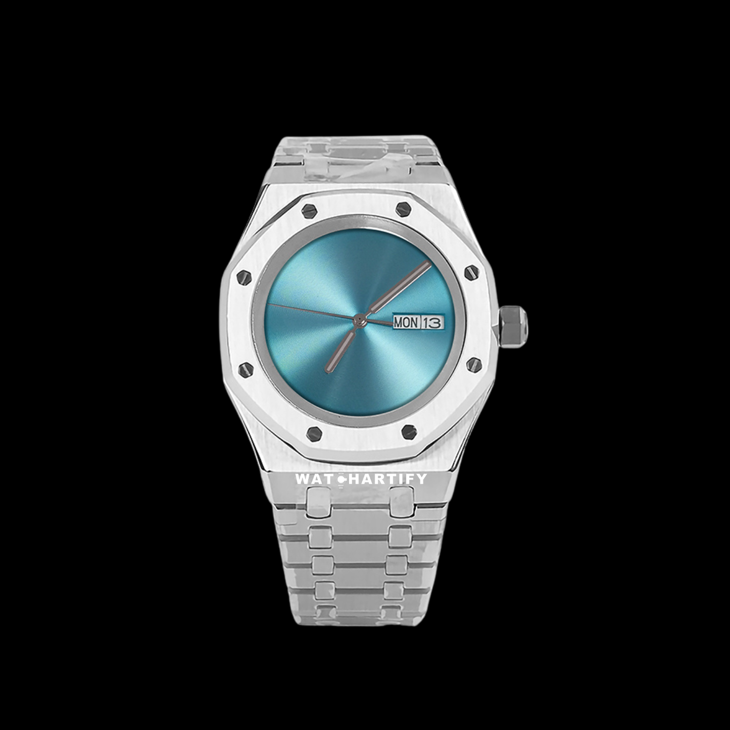 Watchartify Series Royal OAK Solid Tiffany Blue Day and Date Calendar Face 41MM NH36 Movement Stainless Steel Strap