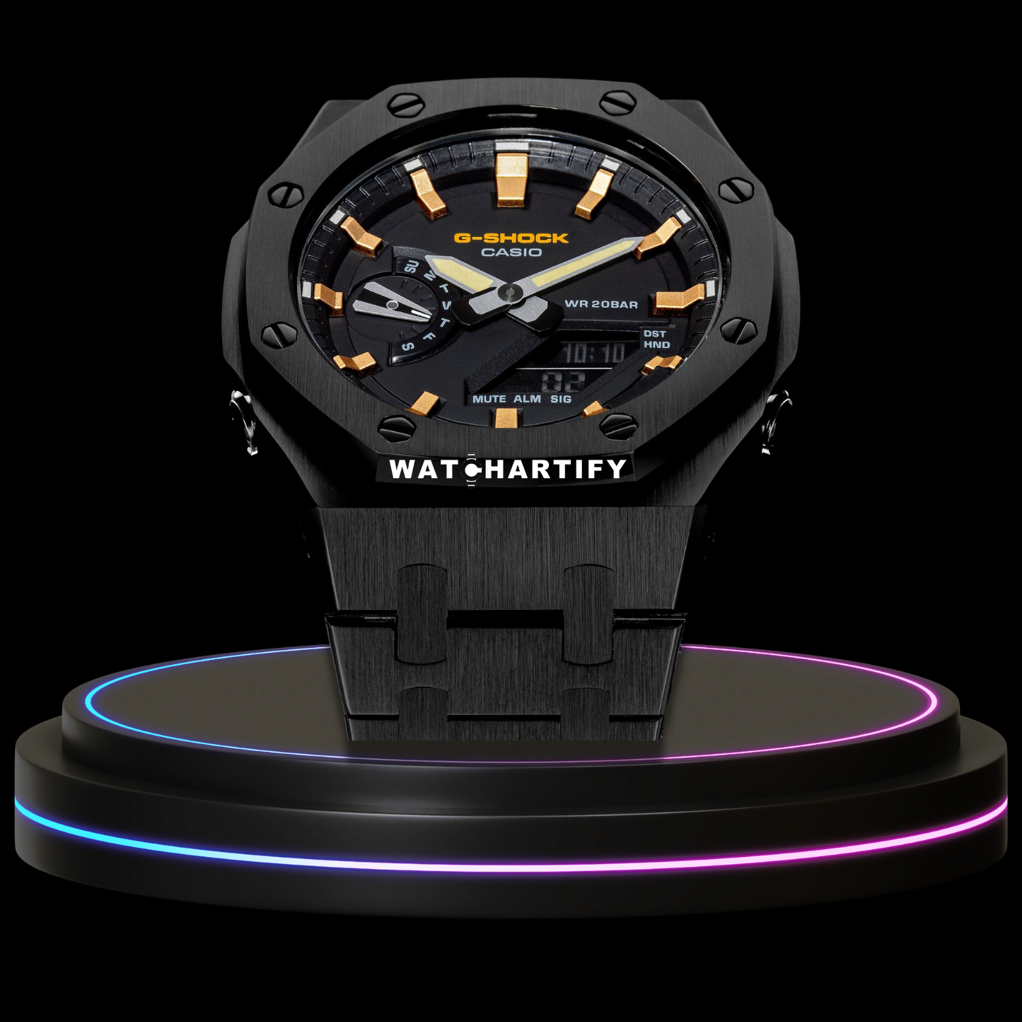G-shock Classic Collection Mod Black With Black Face（Rose Gold Time Marker）