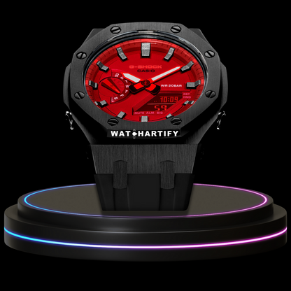 G-shock Classic Collection Mod Black With Red Face (Titanium Time Marker, Black Rubber)